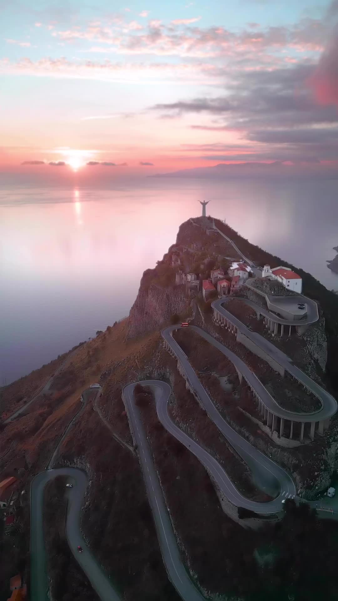 Sunset on Mount San Biagio with Christ the Redeemer