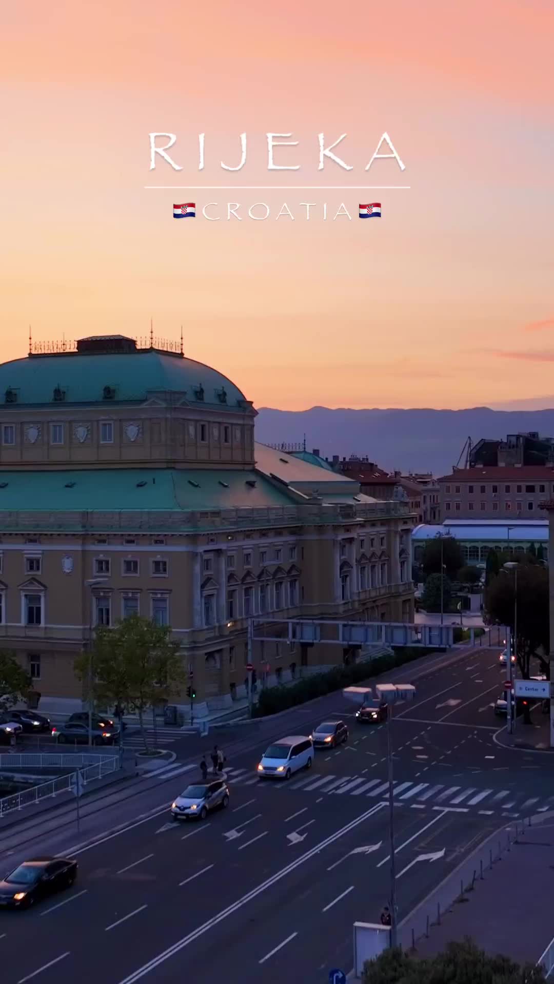 Explore Stunning Rijeka, Croatia: Aerial Tour at Dusk
