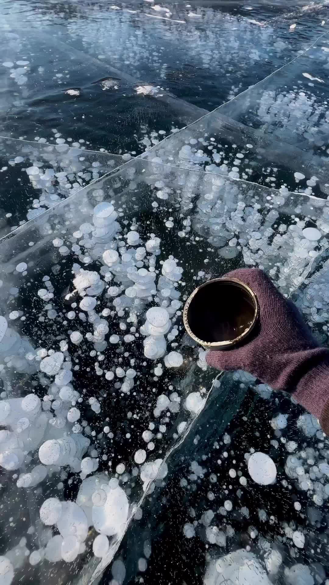 Mesmerizing Methane Bubbles on Lake Baikal 🧊