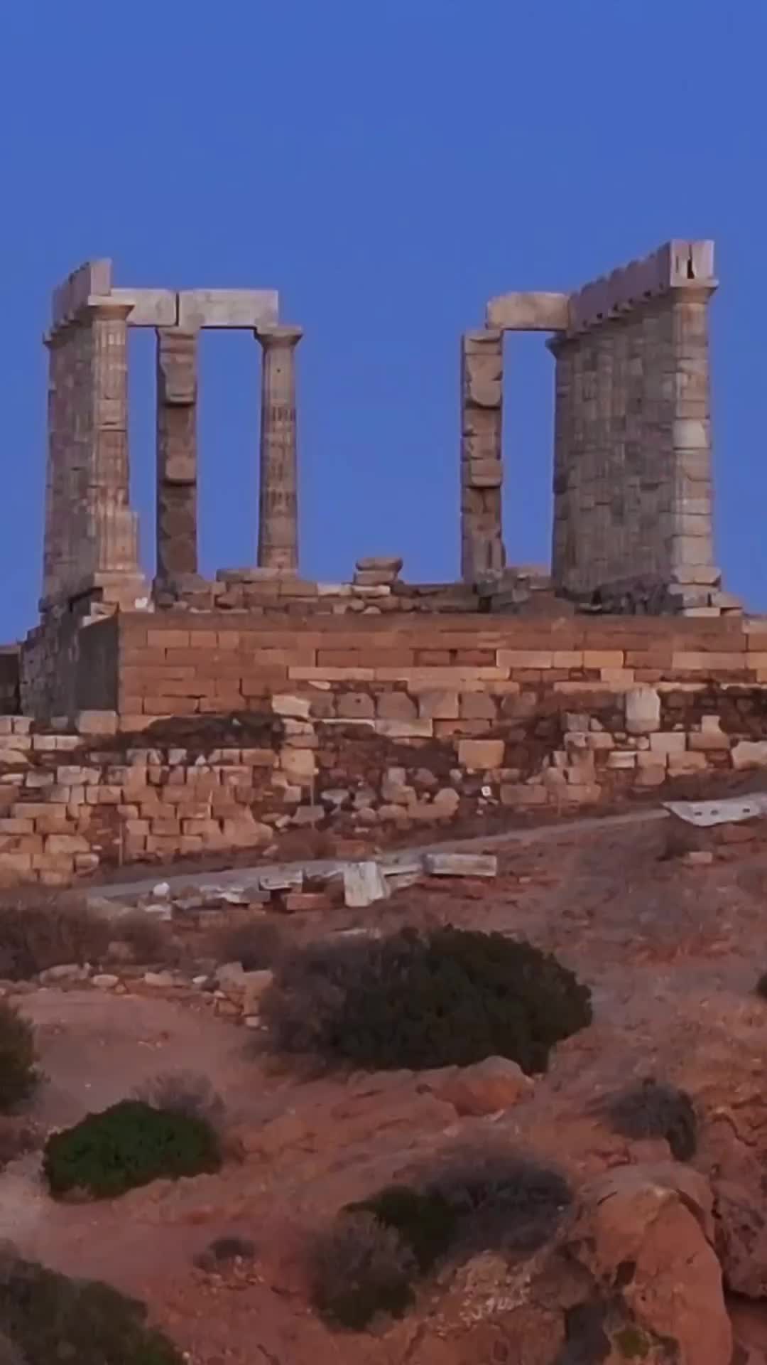 Blue Supermoon at Temple of Poseidon, Cape Sounion