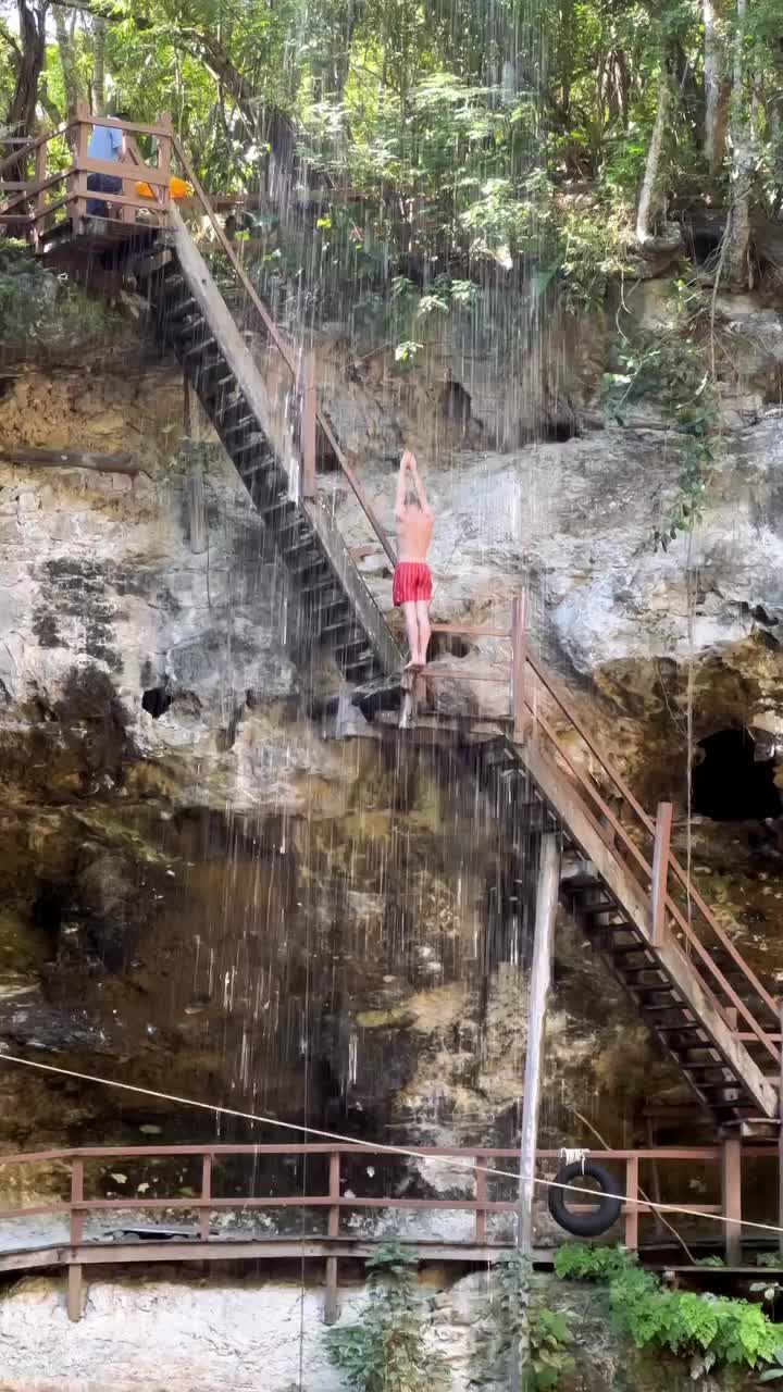 Cliff Jumping Adventure at Cenote X'canche, Mexico