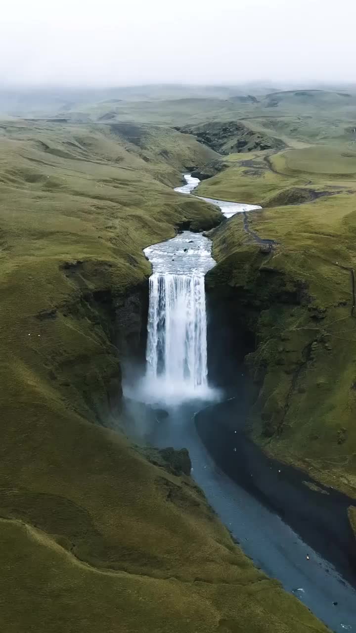 Skogafoss Waterfall: Aerial View of Iceland's 60m Wonder