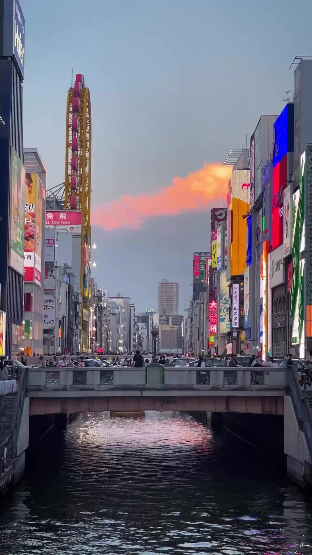 Sunset Over Dotonbori, Osaka's Iconic Waterway