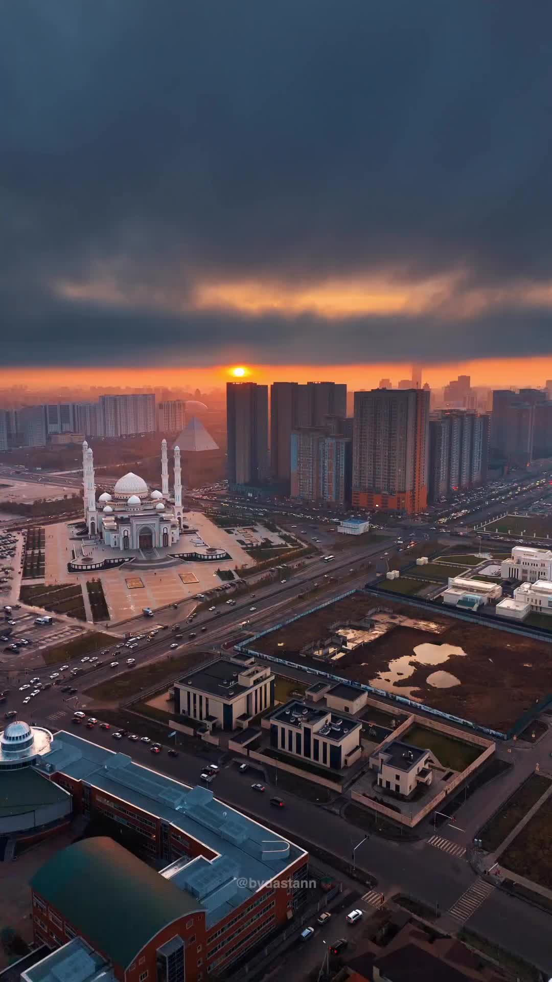 Stunning Astana Sunset Captured by Drone