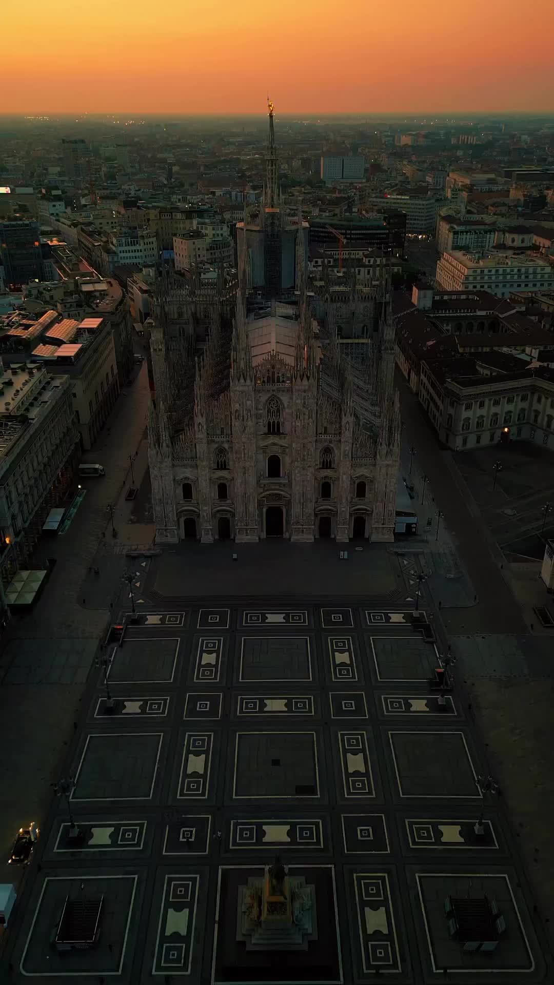 Stunning Aerial View of Duomo di Milano at Sunset