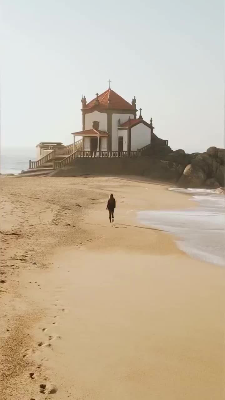 Stunning Chapel on Rock Between Sand and Sea in Portugal