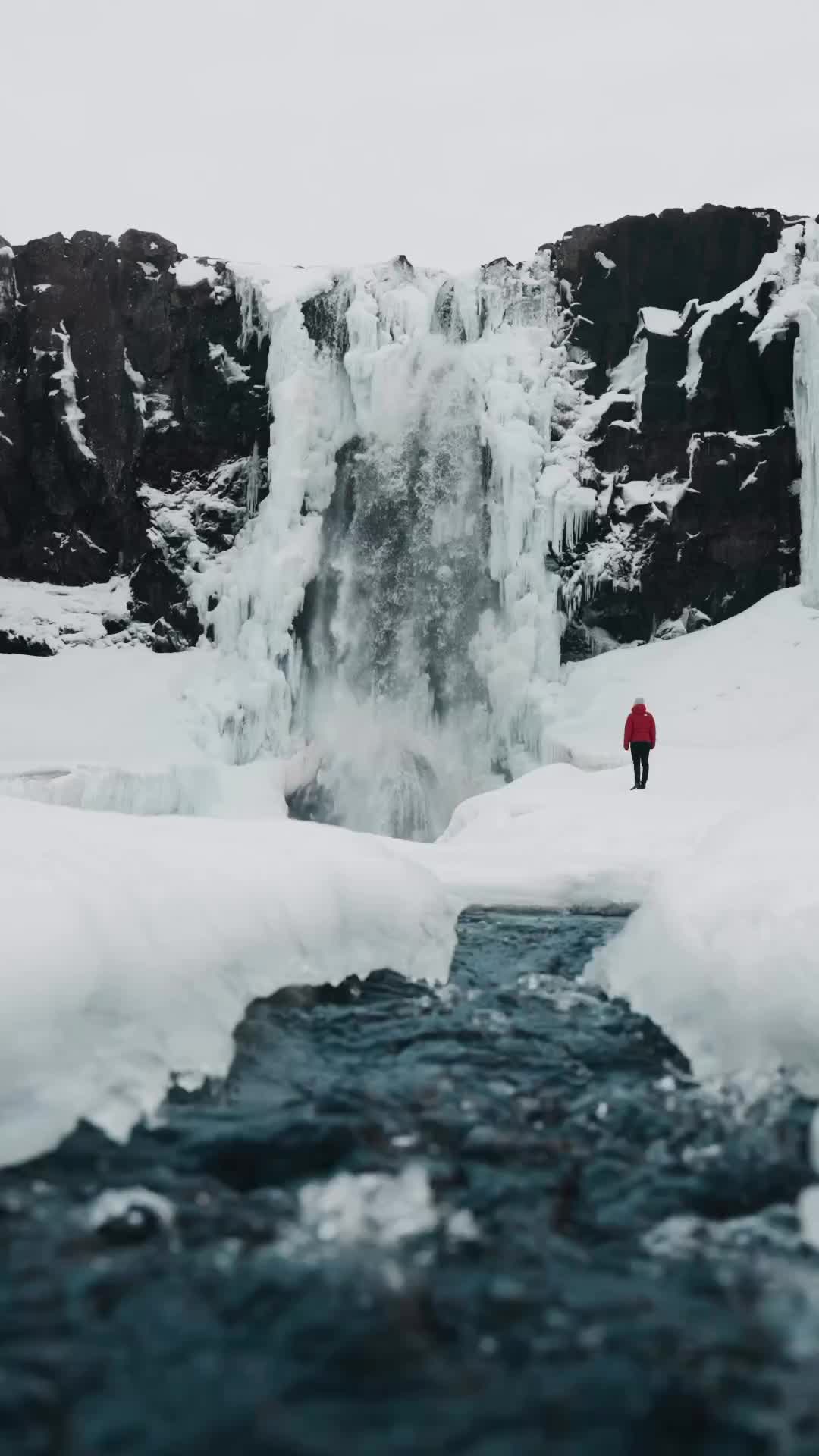 Exploring Frozen Waterfalls in Iceland's Winter Wonderland