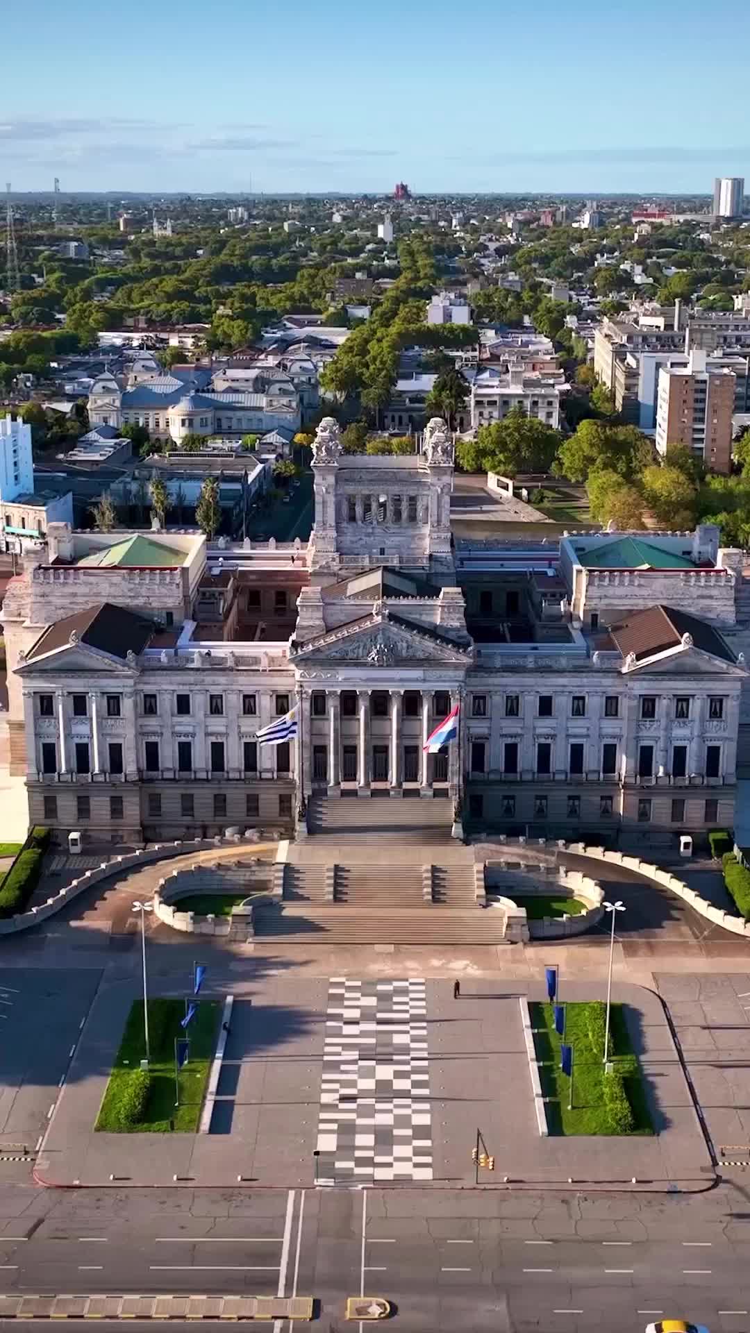 Palacio Legislativo in Montevideo, Uruguay - Drone View