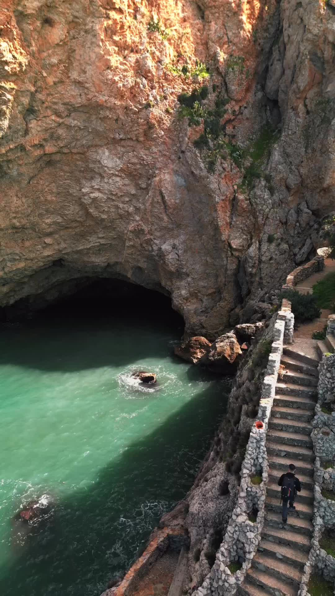 Stunning Cliffside Stairs at Grotta Delle Colombe, Sicily