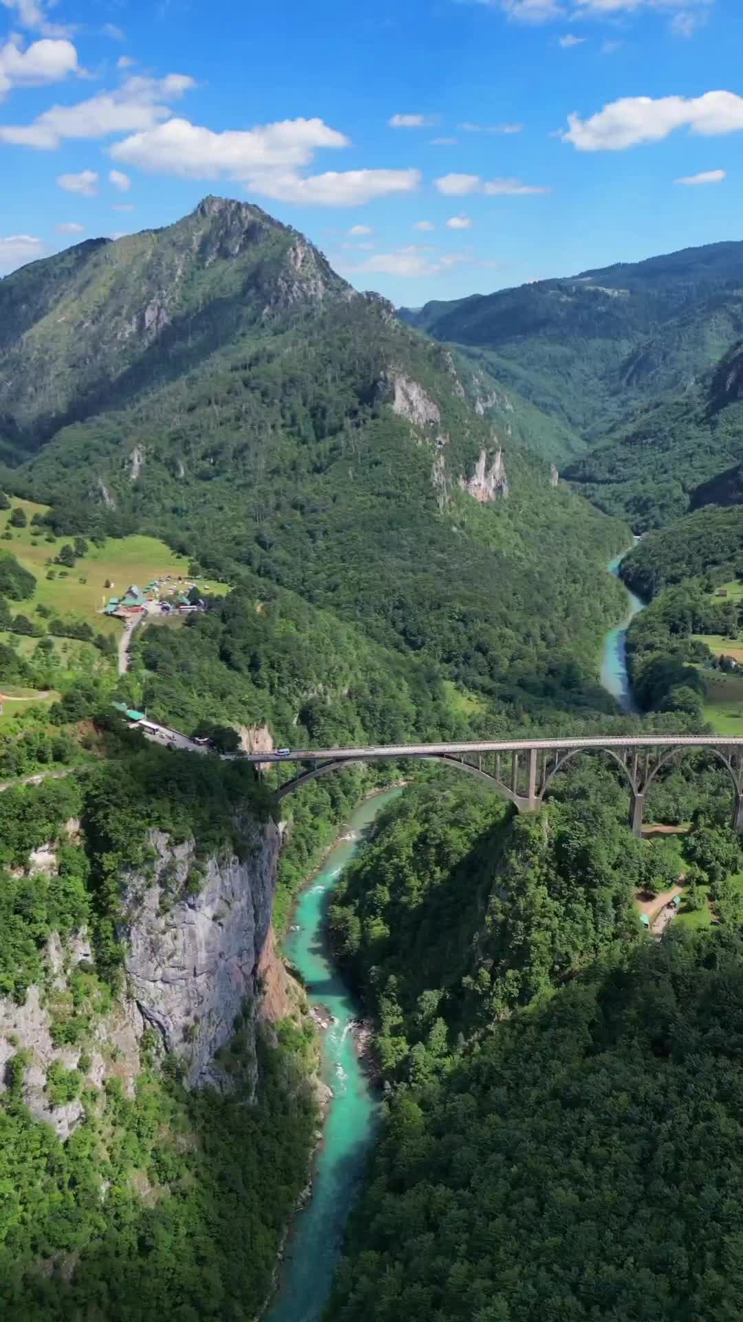 Stunning Aerial Views of Đurđevića Tara Bridge