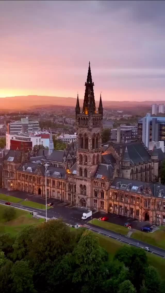 Sunset Over University of Glasgow - Stunning Aerial View