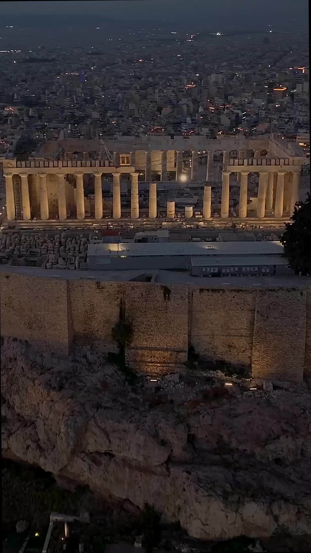 Evening at the Illuminated Acropolis of Athens