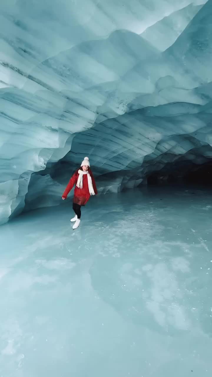 Skating Adventure in Aletsch Glacier Ice Cave