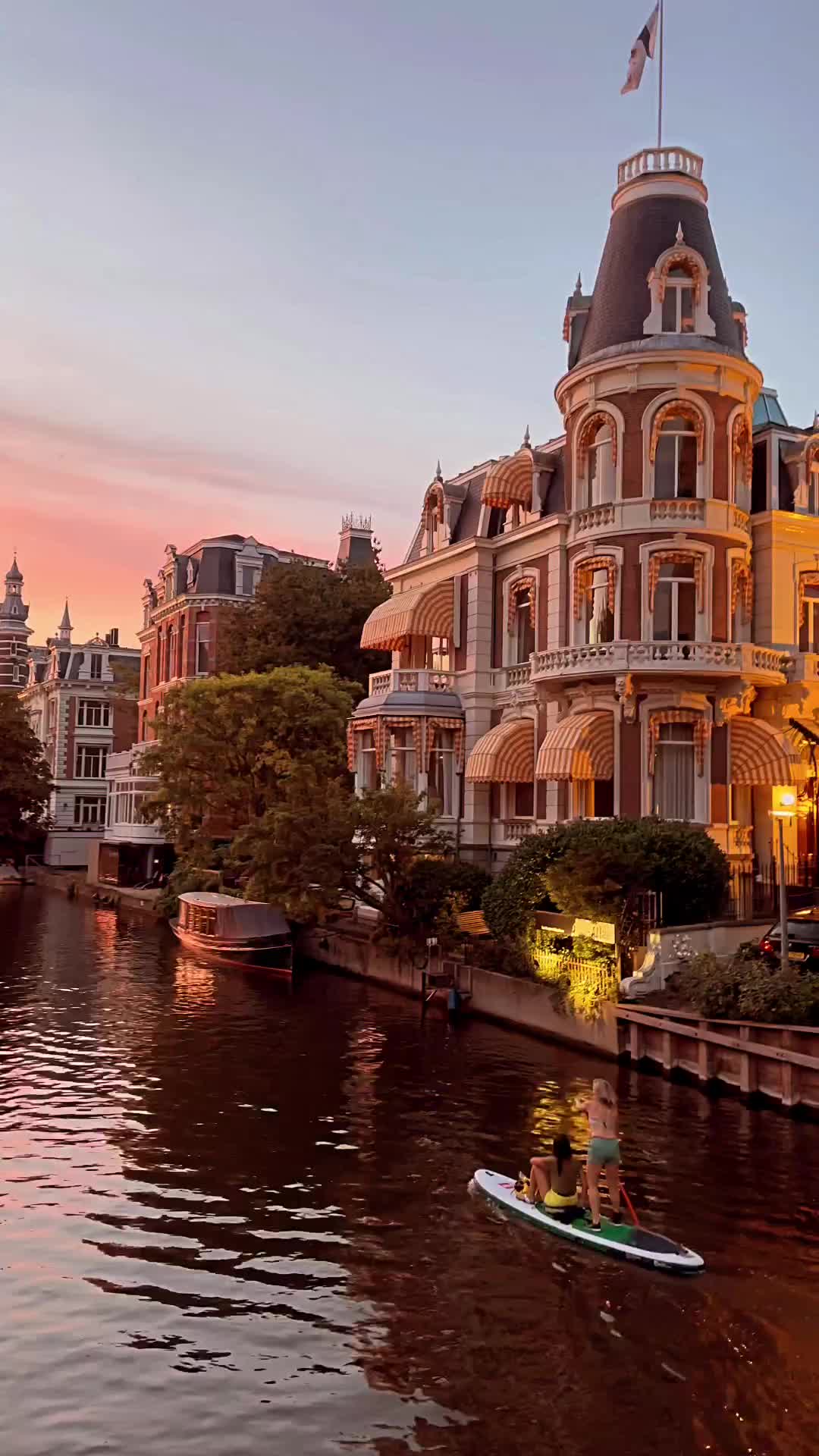 Golden Hour Magic on Amsterdam Canals at Sunset
