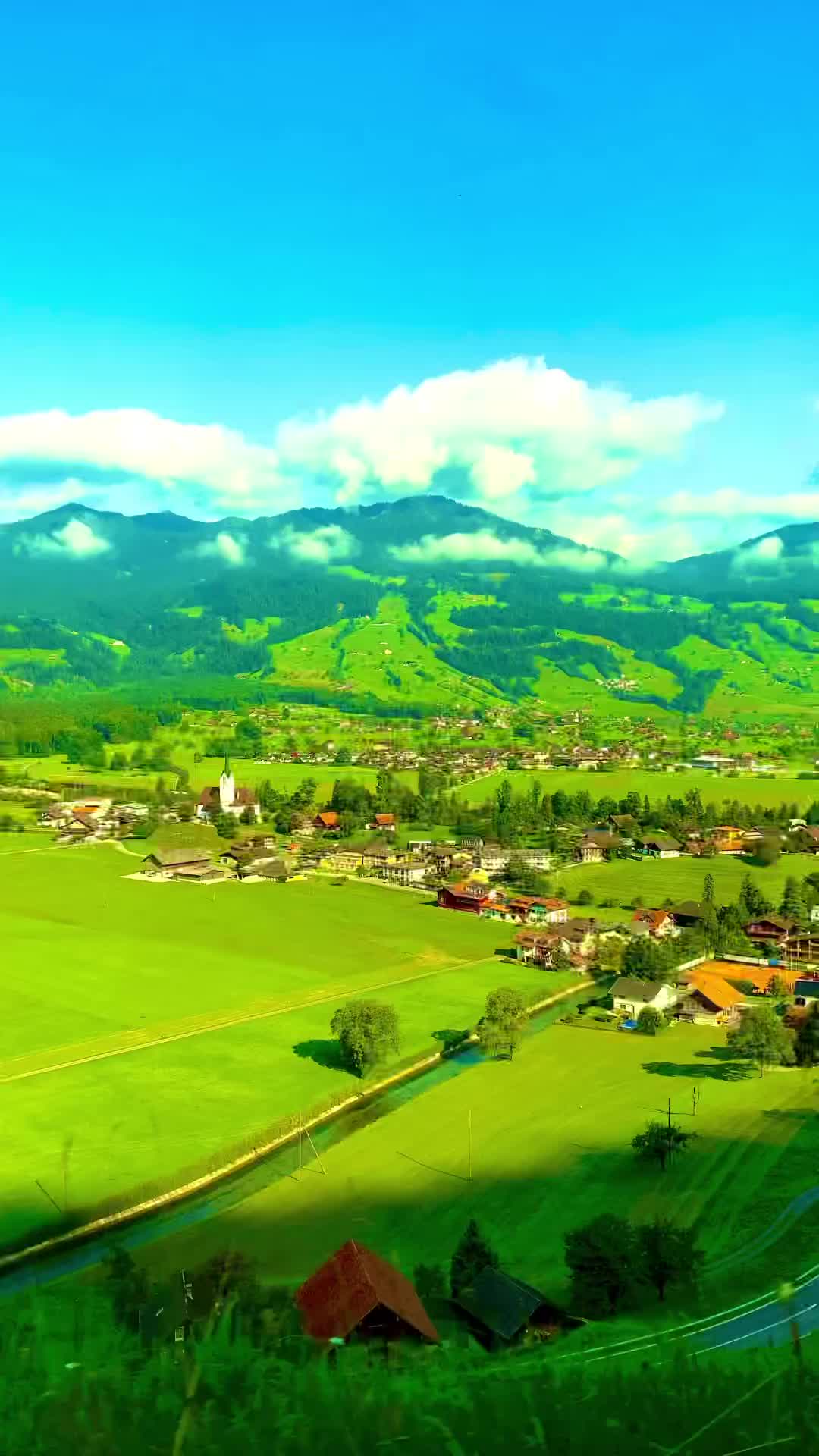 Stunning Views of Giswil Village on Swiss Train Journey