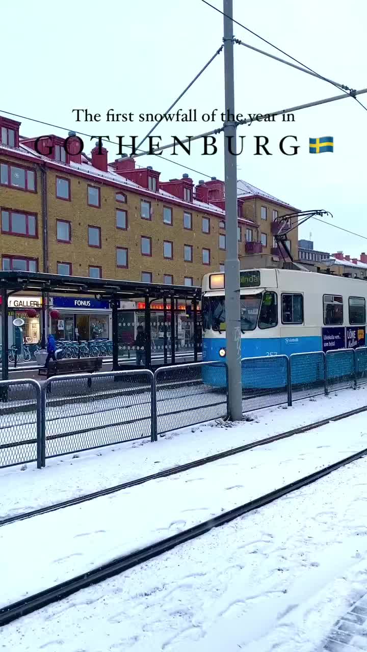 First Snow of the Year in Gothenburg, Sweden