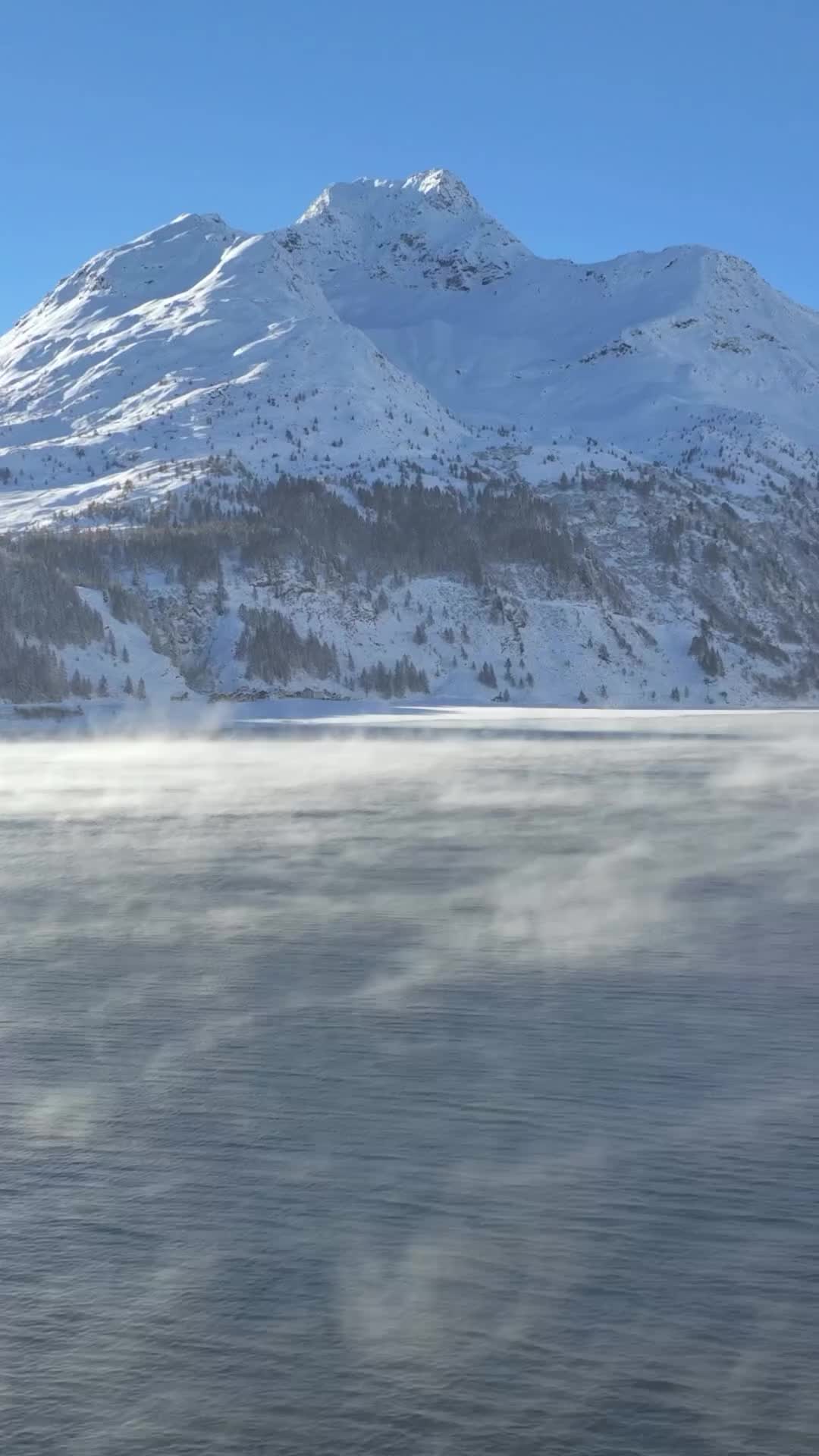 Stunning Drone Footage of Frozen Lake Sils in Engadin