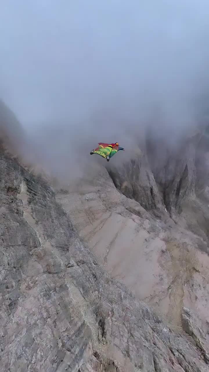 Thrilling Wingsuit Base Jump at Sasso Pordoi, Italy
