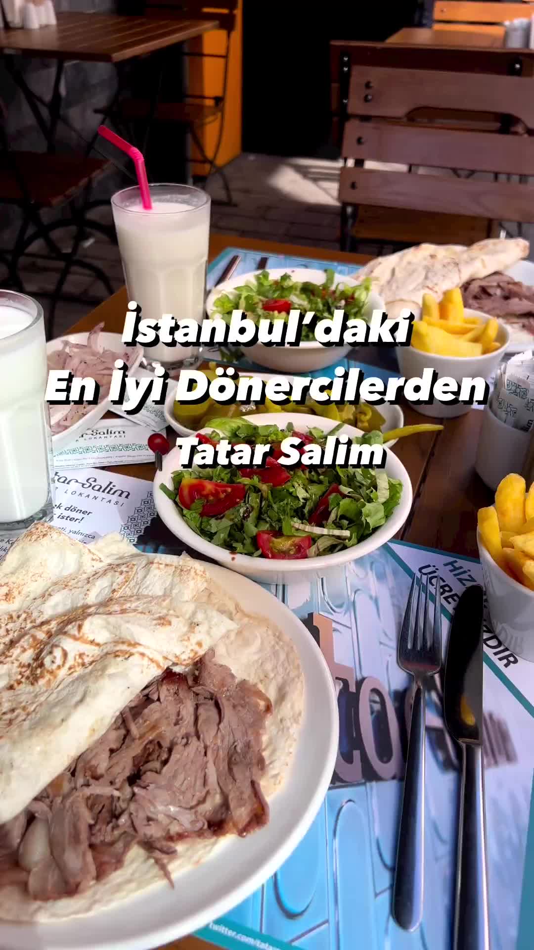 Döner, sütlaç ve ayran 🍽

Tatar Salim, Kadıköy’de oldukça işlek bir sokakta bulunan bir dönerci.📍

İstanbul’da dönerini en sevdiğimiz 5 yerden birisi. Açıldığı günden beri yoğun ilgi görüyor ve oldukça merkezi bir yerde bulunuyor. 🍀

Ataşehir ve Kadıköy olmaz üzere iki şubesi bulunan Tatar Salim’in biz bu gidişimizde Kadıköy şubesine gittik. 🥩 

Dönerleri lezzetli ve eti yumuşacık. Dönerini oldukça beğeniyoruz. 🥙 @tatarsalimdoner 

Burası sadece döner servis ediyor ve maalesef iskender yok.🥲

Dönerin yanında masaya patates kızartması, biber/salatalık turşusu, sumaklı soğan ve salata ücretsiz olarak geliyor. 🥒 🥗 🌶

Özellikle salata içinde taze nane ve bol nar ekşisi vardı. Salatayı çok beğendik. Servis yoğunluğa göre hızlı. 🙌🏻

Ayranı kendileri yapıyorlar biraz ekşi ama lezzetliydi.🥛

Sütlaç güzeldi ancak sütlacın biraz daha üstü kızarmış olabilirdi. Maalesef üzeri yeterince kızarmamıştı. 😐

Reklam yazmak mecburi (ücretli tanıtım/iş birliği değildir.)

Porsiyon Döner (110 gram): 218 TL
Pilav Üstü Porsiyon Döner (110 gram): 225 TL 
Sütlaç: 50 TL
Ayran: 25 TL
Salata: ikram
Biber/salatalık turşusu: ikram
Sumaklı soğan: ikram
Patates kızartması: ikram
Çay: Tatlı yanında ikram geldi

(Ağustos’23 fiyatlarıdır.)

Adres: Caferağa mahallesi, İmamata Sokak, No:7 D:3, Kadıköy/İstanbul
Telefon: 0216 550 56 56

Rehber Yorumu: Kadıköy’de lezzetli döner yemek isteyenlere tavsiye ederiz.

Mekan: 6.5/10
Lezzet: 8/10

English Summary: Tatar Salim is a doner restaurant in Kadıköy, İstanbul. Döner kebabs are very tasty, and the meat is soft. We really like the doner. 🌟 French fries, pickles, onions, and salad come free of charge next to the doner kebab. 🥗 🌶 We recommend this place for döner kebab lovers.

#tatarsalim #döner #etdöner #dönerkebap #kadıköymekanları #istanbulmekanları #istanbulmekan #istanbulrestoranları #istanbulgezilecekyerler #yemekneredeyeniristanbul #istanbulrehberi #mekankeşfi #mekanrehberi #mekanönerisi #yemeiçme #yemeicme #mekan