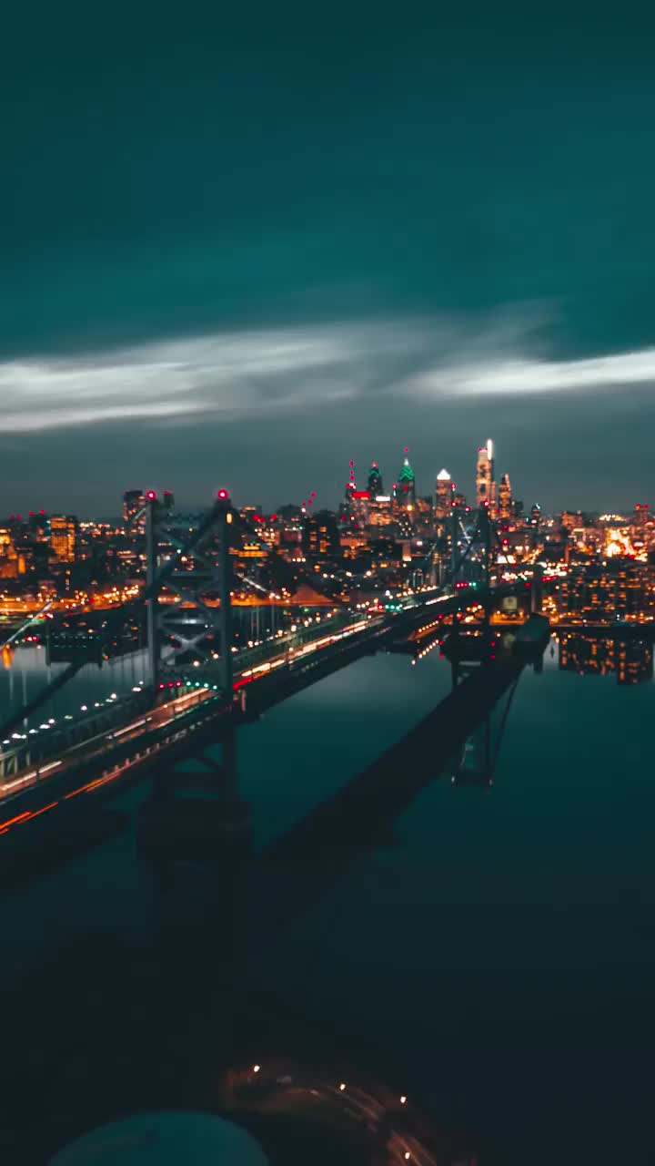 Philadelphia Nightscape Hyperlapse | Ben Franklin Bridge