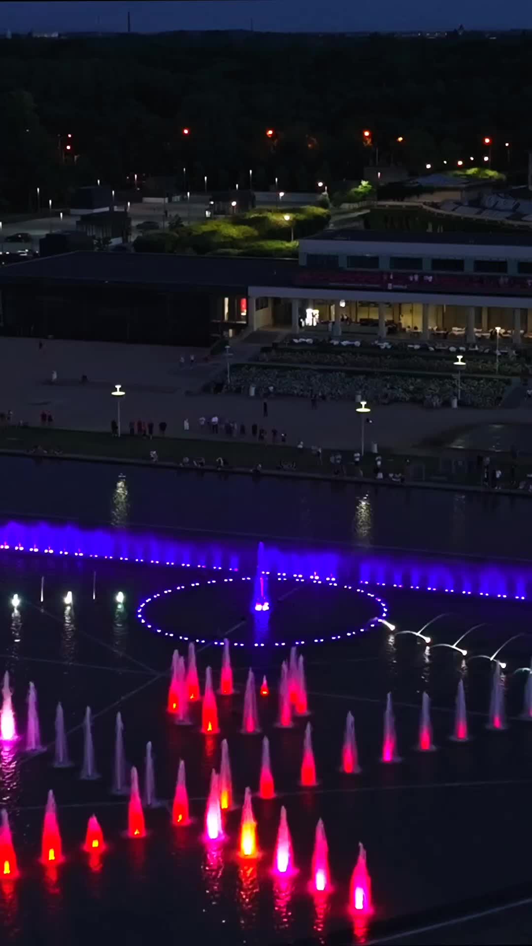 Illuminated Night Fountain Show at Hala Stulecia