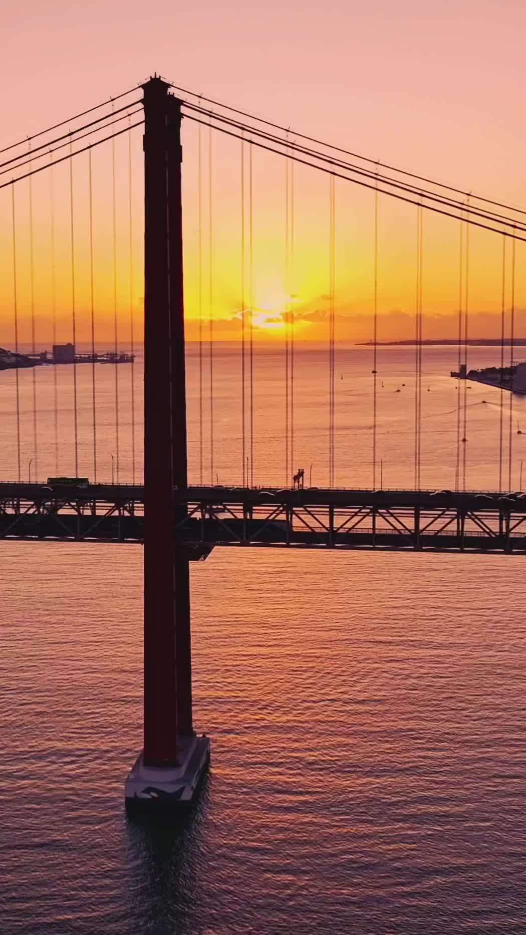 Stunning Sunset Over Lisbon Bridge - Tranquil Moments