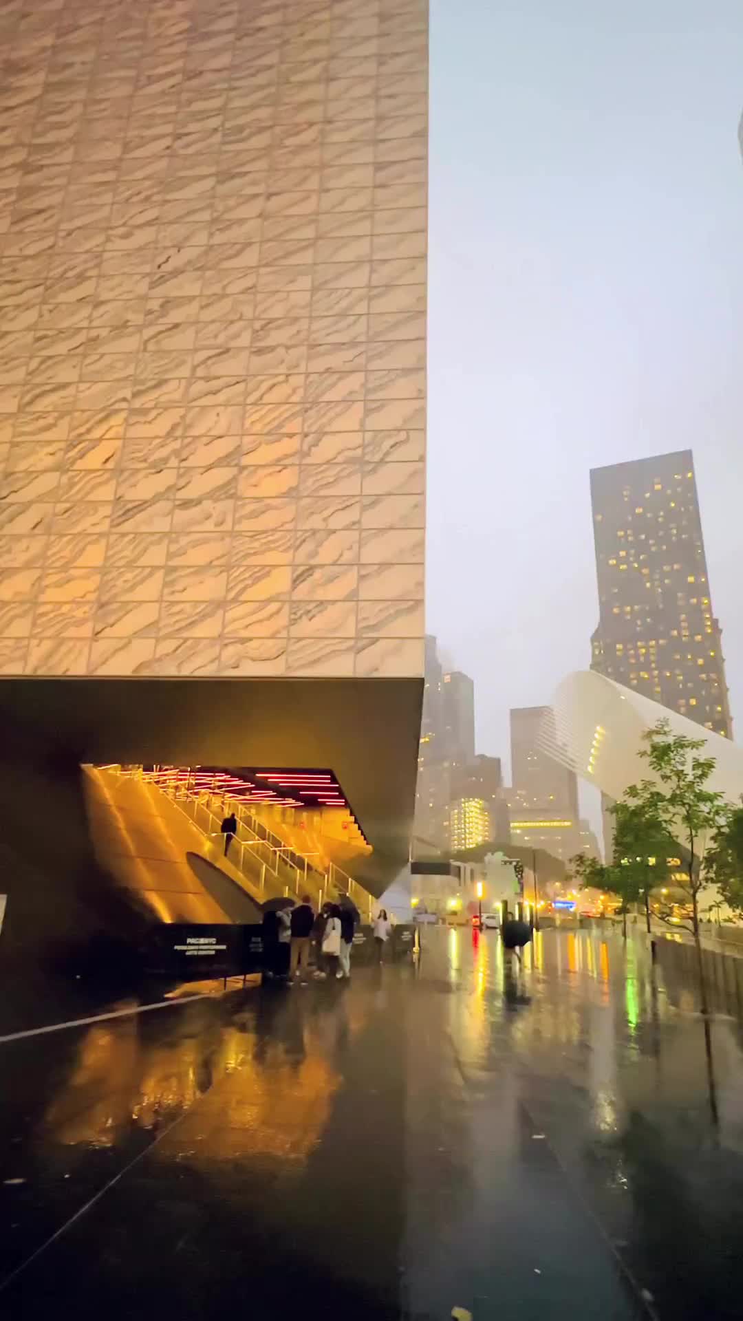 Rainy Night in Lower Manhattan's Iconic Sites