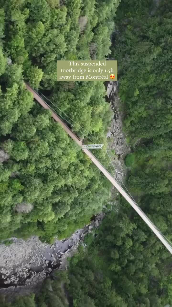 Aerial View of Coaticook Suspension Bridge in Quebec